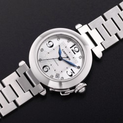 Cartier-Pasha Ladies W31074M7 35mm SS/SS White/Num TWCF A2892