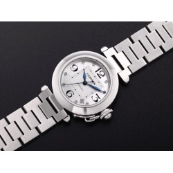Cartier-Pasha Ladies W31074M7 35mm SS/SS White/Num TWCF A2892