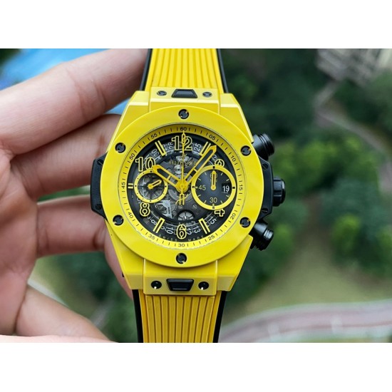 Hublot-Big Bang Unico 42mm Yellow Magic Ceramic/RU Skeleton Dial BBF A1280