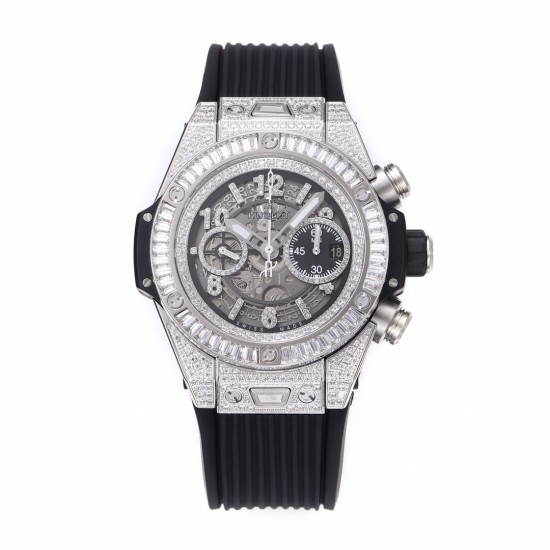 Hublot-Big Bang Unico 44mm Gems Bezel Titanium/SS/Diams Rubber BBF A1280