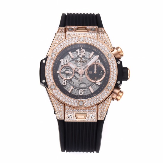 Hublot-Big Bang Unico 44mm Diams Bezel Titanium/RG/Diams Rubber BBF A1280