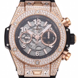 Hublot-Big Bang Unico 44mm Diams Bezel Titanium/RG/Diams Rubber BBF A1280