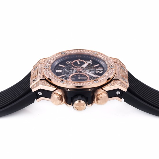 Hublot-Big Bang Unico 44mm Diams Bezel Titanium/RG/Diams Rubber BBF A1280