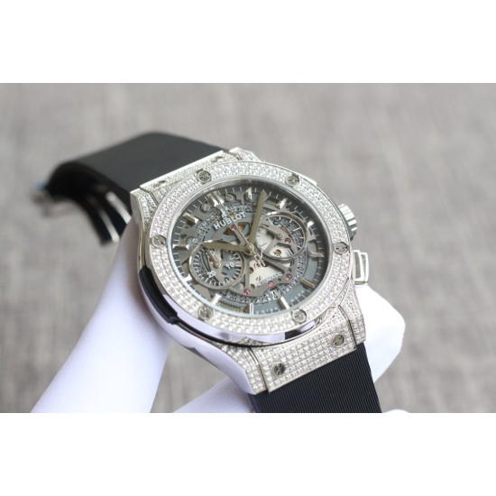Hublot-Classic Fusion 43mm Diamonds SS/RU Skeleton TAF HUB1143
