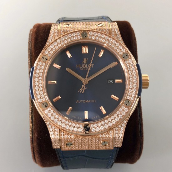 Hublot-Classic Fusion Bang 45mm Diamonds RG/LE Blue MY9015 Mod