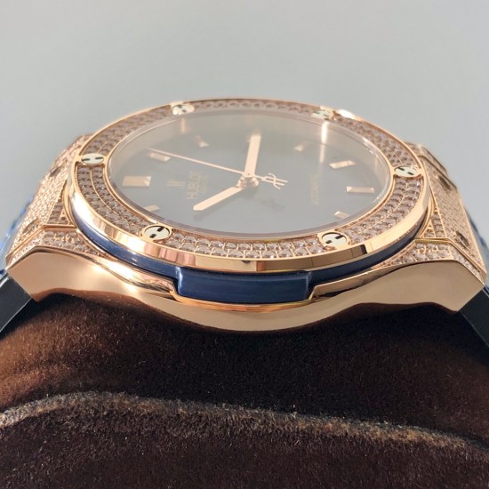 Hublot-Classic Fusion Bang 45mm Diamonds RG/LE Blue MY9015 Mod