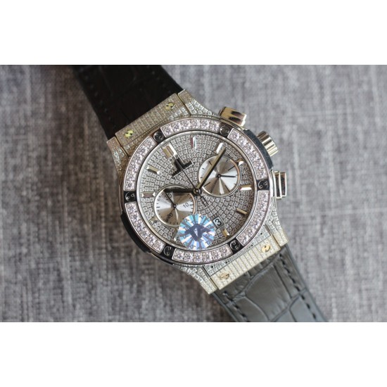 Hublot-Classic Fusion 45mm Diamonds SS/RU Diams Dial TAF HUB 1143