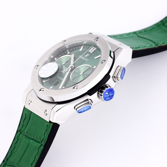 Fusion Bang 43mm Chrono SS/LE Green  TAF A7750 Secs @ 3