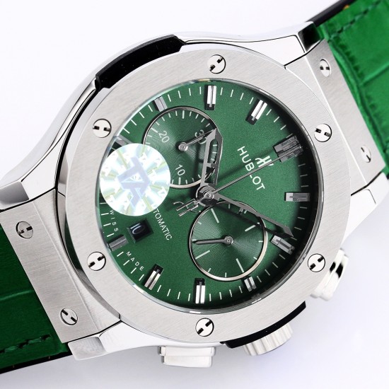 Fusion Bang 43mm Chrono SS/LE Green TAF A7750 Secs @ 3