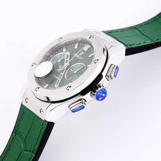 Fusion Bang 43mm Chrono SS/LE Green TAF A7750 Secs @ 3