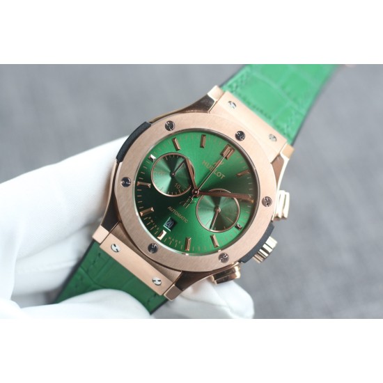 Hublot-Classic Fusion Bang 43mm Chrono RG/LE Green TAF A7750 Secs @ 3