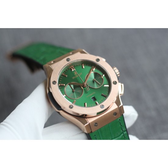 Hublot-Classic Fusion Bang 43mm Chrono RG/LE Green TAF A7750 Secs @ 3