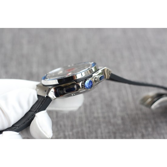 Hublot-Classic Fusion Bang 45mm Chrono Blue Baguette SS/LE Skeleton Dial TAF A7750 Secs @ 3