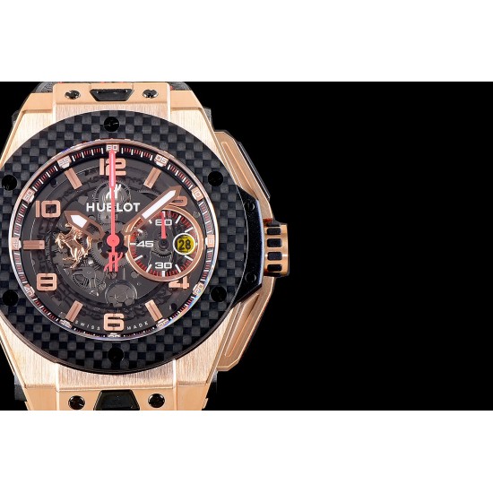 Hublot-King Power 703.OM.1138.NR.FMI11 48mm RG/Car/RU Black Dial V6F HUB4100