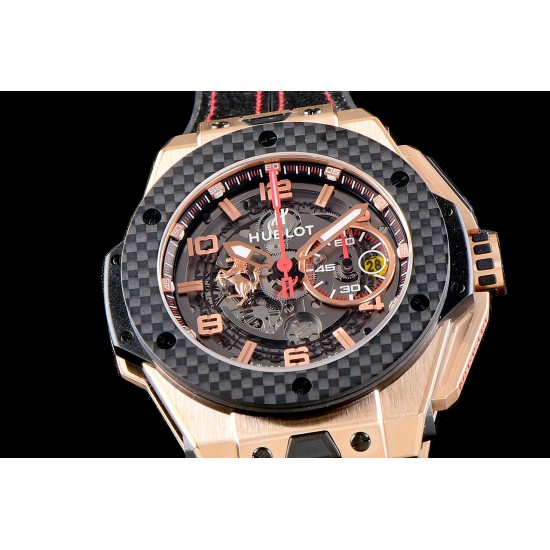 Hublot-King Power 703.OM.1138.NR.FMI11 48mm RG/Car/RU Black Dial V6F HUB4100