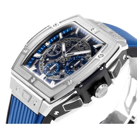 Spirit of Big Bang Chrono 42mm TI/RU Blue Skeleton Dial MSF A7750 Mod