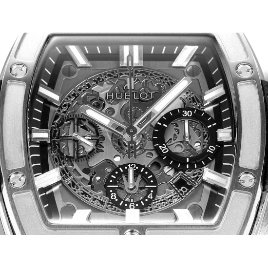 Spirit of Big Bang Chrono 42mm TI/RU Black Skeleton Dial MSF A7750 Mod