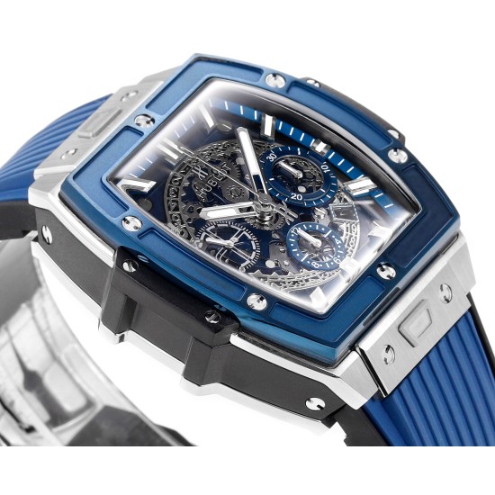 Spirit of Big Bang Chrono 42mm TI/RU Blue Skeleton Dial MSF A7750 Mod