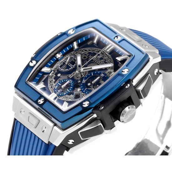 Spirit of Big Bang Chrono 42mm TI/RU Blue Skeleton Dial MSF A7750 Mod