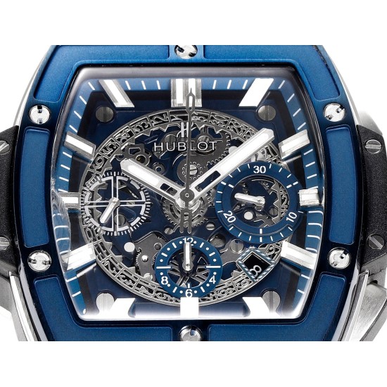 Spirit of Big Bang Chrono 42mm TI/RU Blue Skeleton Dial MSF A7750 Mod