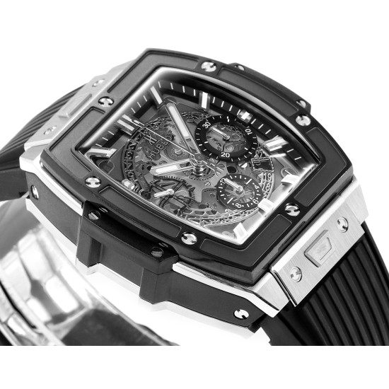 Spirit of Big Bang Chrono 42mm TI/RU Black Skeleton Dial MSF A7750 Mod