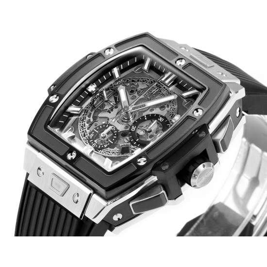 Spirit of Big Bang Chrono 42mm TI/RU Black Skeleton Dial MSF A7750 Mod