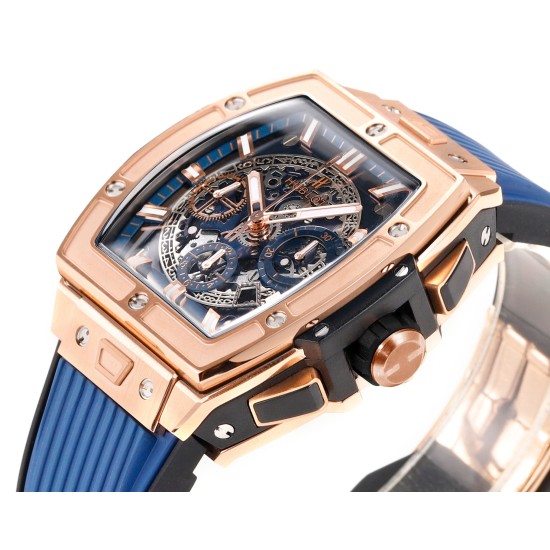 Spirit of Big Bang Chrono 42mm TI/RU Blue Skeleton Dial MSF A7750 Mod