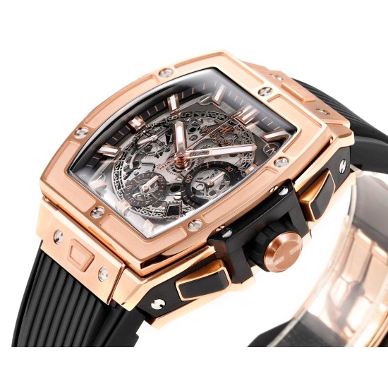 Spirit of Big Bang Chrono 42mm TI/RU Black Skeleton Dial MSF A7750 Mod