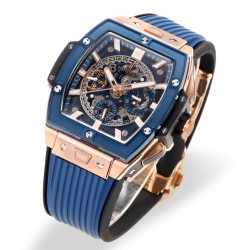 Spirit of Big Bang Chrono 42mm TI/RU Blue Skeleton Dial MSF A7750 Mod