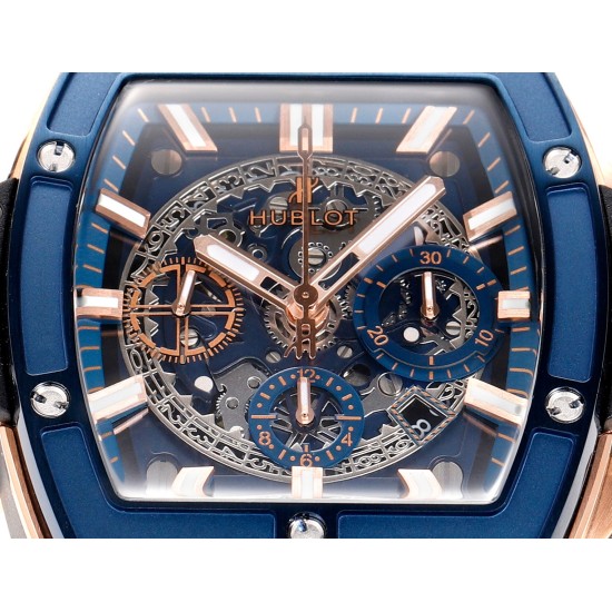 Spirit of Big Bang Chrono 42mm TI/RU Blue Skeleton Dial MSF A7750 Mod