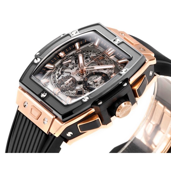 Spirit of Big Bang Chrono 42mm TI/RU Black Skeleton Dial MSF A7750 Mod