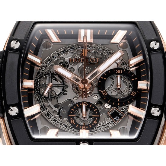 Spirit of Big Bang Chrono 42mm TI/RU Black Skeleton Dial MSF A7750 Mod