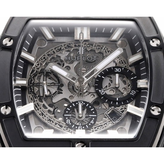Spirit of Big Bang Chrono 42mm TI/RU Black Skeleton Dial MSF A7750 Mod