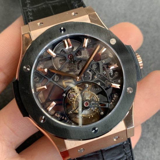 Hublot-Classic Fusion Skeleton Tourbillon 45mm CER RG/LE/RU JBF