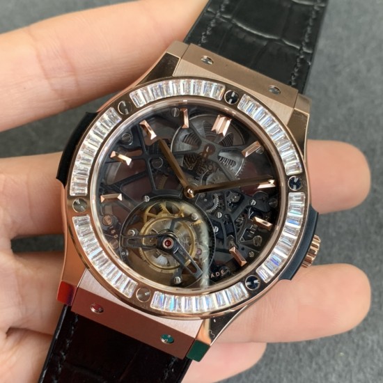 Hublot-Classic Fusion Skeleton Tourbillon 45mm DIAM RG/LE/RU JBF