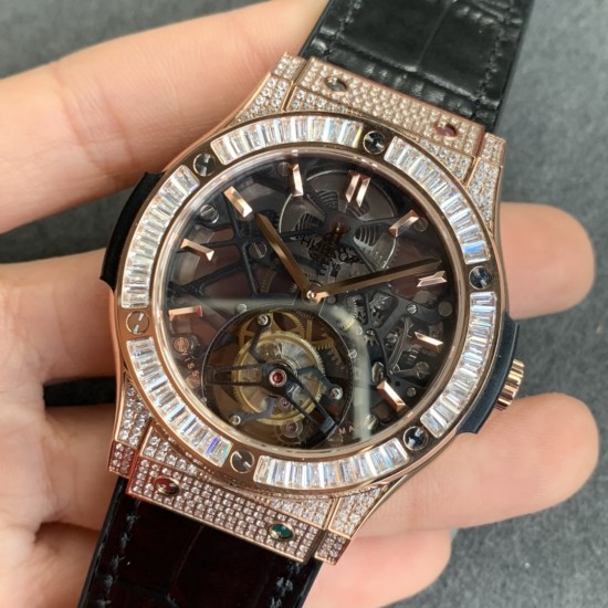 Hublot-Classic Fusion Skeleton Tourbillon 45mm DIAM RG-DIAM/LE/RU JBF