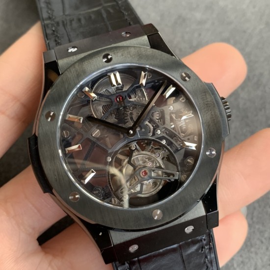 Hublot-Classic Fusion Skeleton Tourbillon 45mm CER DLC/LE/RU JBF