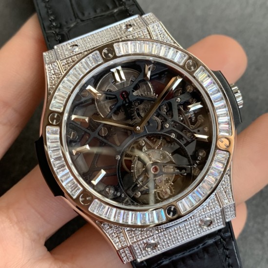 Hublot-Classic Fusion Skeleton Tourbillon 45mm DIAM SS-DIAM/LE/RU JBF