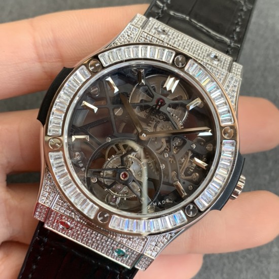 Hublot-Classic Fusion Skeleton Tourbillon 45mm DIAM SS-DIAM/LE/RU JBF