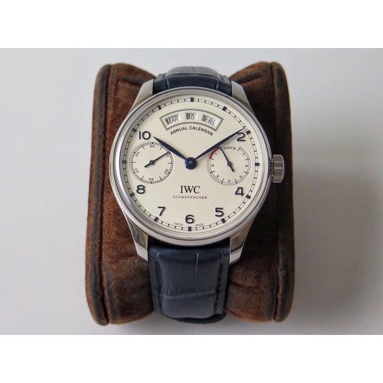 IWC-Portugieser Annual Cal IW503502 44mm SS/LE Wht/Bl ZF A52850