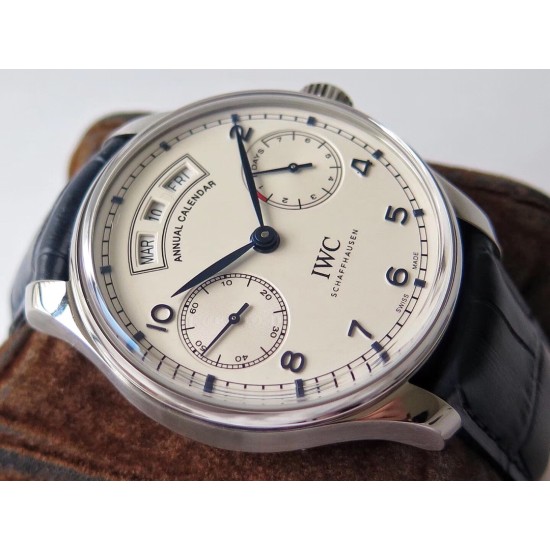 IWC-Portugieser Annual Cal IW503502 44mm SS/LE Wht/Bl ZF A52850