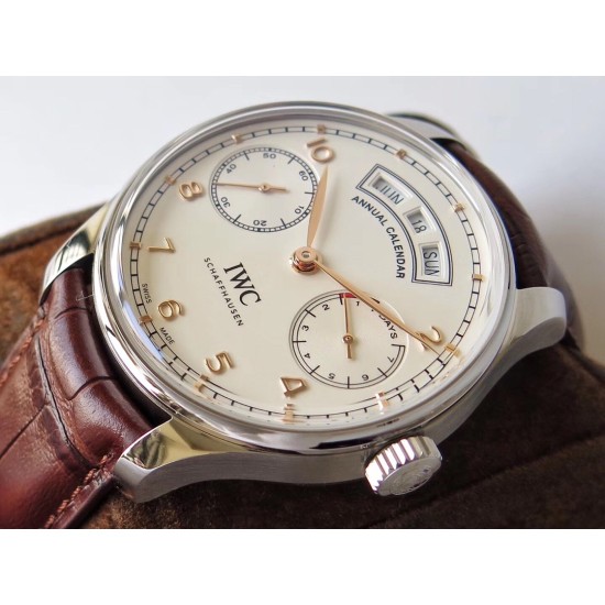 IWC-Portugieser Annual Cal IW503502 44mm SS/LE Wht/R ZF A52850
