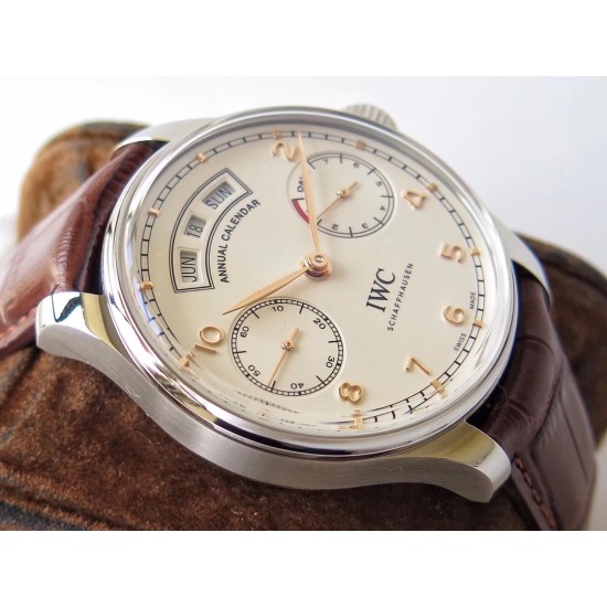 IWC-Portugieser Annual Cal IW503502 44mm SS/LE Wht/R ZF A52850