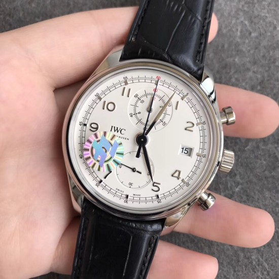 IWC-Portugieser Chronograph Classic 42mm SS/LE White ZF A7750