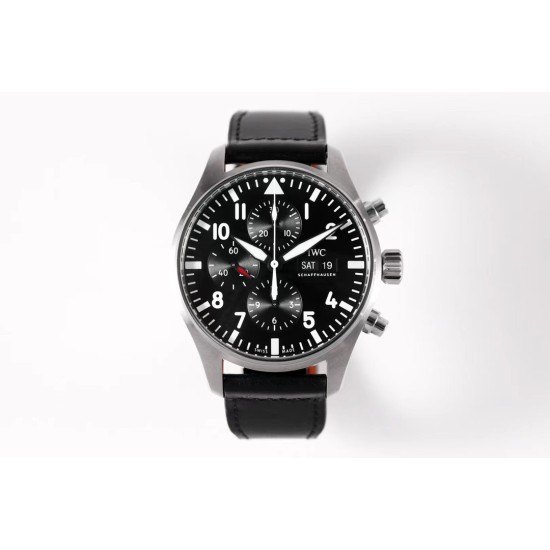 IWC-Pilot Chronograph Ref.3777 43mm SS/LE Black ZF A7750
