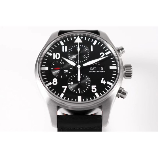 IWC-Pilot Chronograph Ref.3777 43mm SS/LE Black ZF A7750