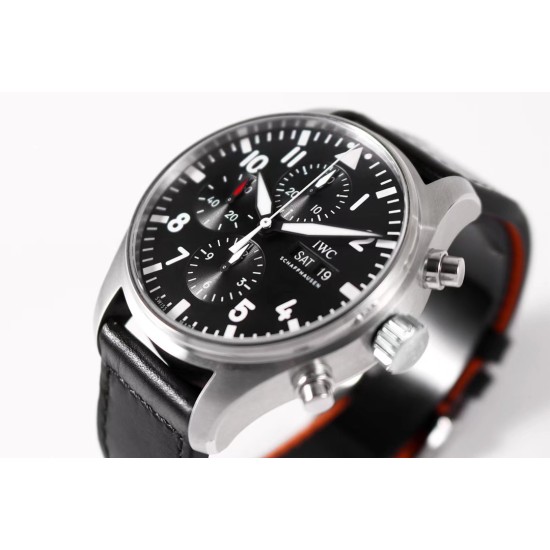 IWC-Pilot Chronograph Ref.3777 43mm SS/LE Black ZF A7750
