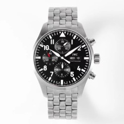 IWC-Pilot Chronograph Ref.3777 43mm SS/SS Black ZF A7750