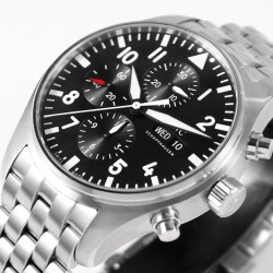 IWC-Pilot Chronograph Ref.3777 43mm SS/SS Black ZF A7750