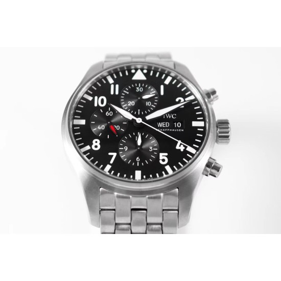 IWC-Pilot Chronograph Ref.3777 43mm SS/SS Black ZF A7750